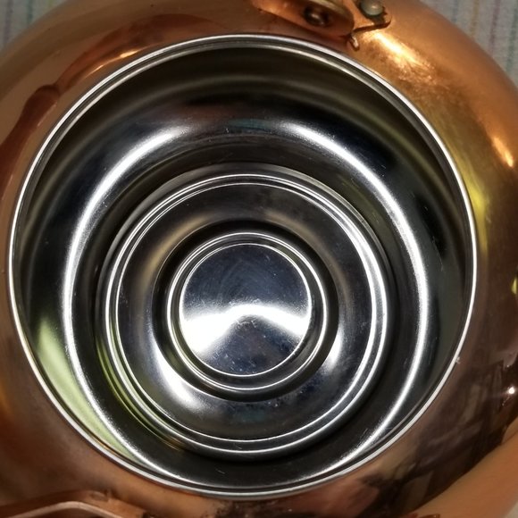 Vintage ? Old Dutch Solid Copper Tea Kettle Wood Handle Brass Made in Korea - Picture 11 of 12